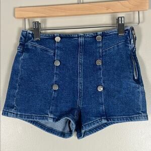 Forever 21 NWT Girls Double Breasted Nautical Denim Jean Shorts